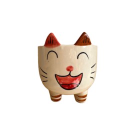 Maceta cerámica de gato base con patas