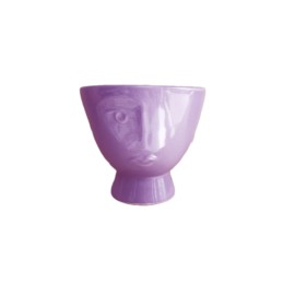 Maceta de cerámica con rostro/cara en forma de copa
